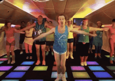 Group Dancing With Man In Blue Tank Top GIF