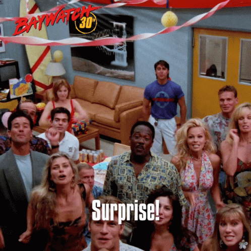Group Gathered Under Surprise Sign GIF