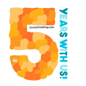 Group Greeting Logo With Number 5 Sticker