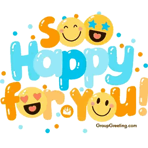 Group Greeting Says So Happy For You Sticker