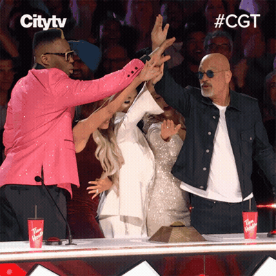 Group High Five In Front Of Two Tim Hortons GIF