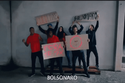 Group Holding Bolsonaro Signs GIF