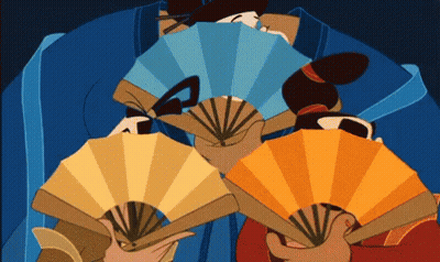Group Holding Fans With Letter P GIF