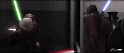 Group Holding Lightsabers GIF
