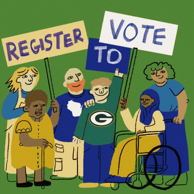 Group Holding Register And Vote Signs GIF