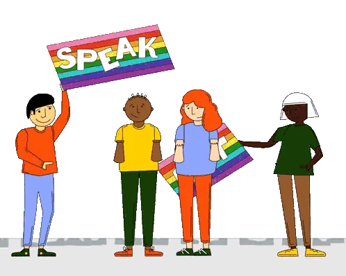 Group Holding Speak Sign Sticker