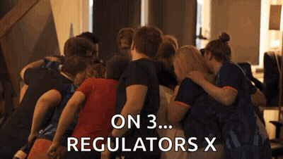 Group Huddled Saying On 3 Regulators X GIF