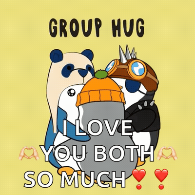 Group Hug I Love You Both Poster GIF