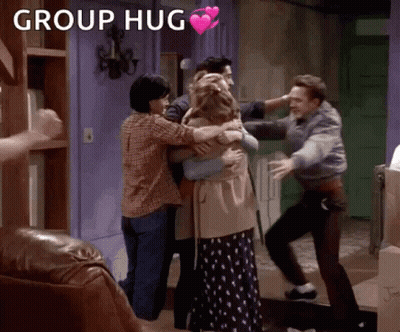 Group Hug In Living Room GIF