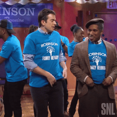 Group In Blue Shirts Robinson Family Reunion GIF