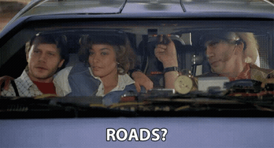 Group In Car With Roads Text GIF
