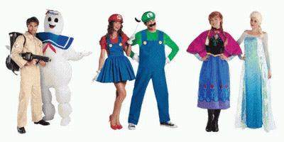 Group In Costumes Including Ghostbusters GIF