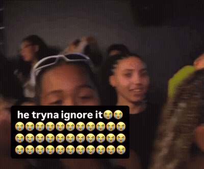 Group In Dark Room With He Tryna Ignore It Sticker GIF