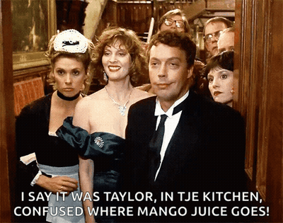 Group In Doorway Saying I Say It Was Taylor In The Kitchen GIF