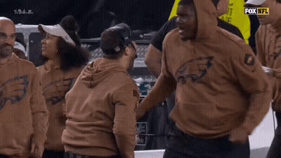 Group In Eagles Sweatshirts GIF