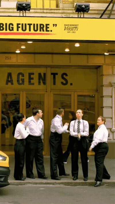 Group In Front Of Building Saying Agents GIF