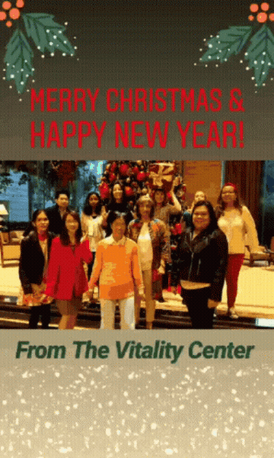 Group In Front Of Christmas Tree Merry Christmas Happy New Year From Vitality Center GIF