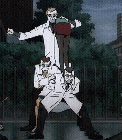 Group In Gas Masks And Sunglasses GIF