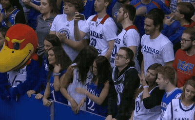 Group In Kansas Shirts Watching Game GIF