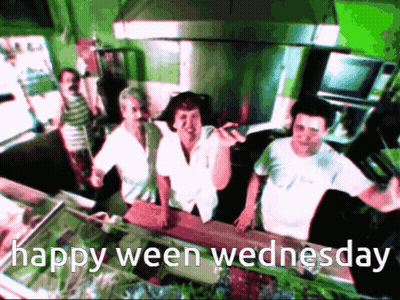 Group In Kitchen Saying Happy Ween Wednesday GIF