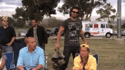 Group In Park With Ice Cream Truck GIF