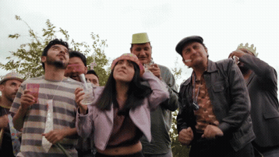 Group In Party Hats Saying Happy Birthday GIF