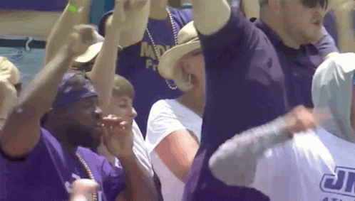 Group In Purple And White Shirts With JR GIF