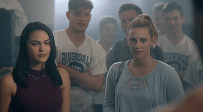 Group In Riverdale Shirts Standing In Room GIF