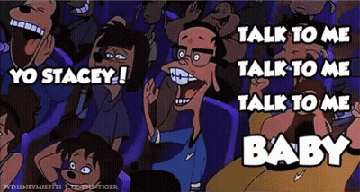 Group In Theater Saying Talk To Me Baby GIF
