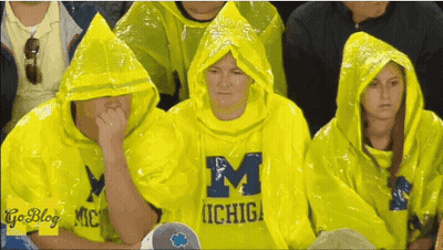 Group In Yellow Raincoats With Letter M GIF