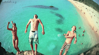 Group Jumping Into Water Letmonkey GIF