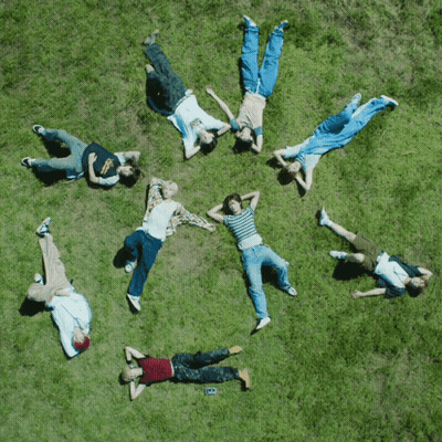 Group Laying In Circle With California Shirt GIF