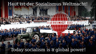 Group Marching In Front Of Vereinigt Euc Sign GIF