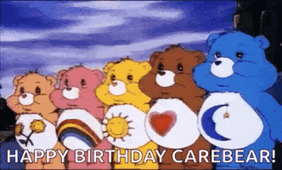 Group Of Care Bears Saying Happy Birthday Carebear GIF