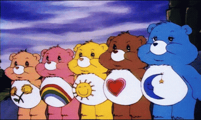 Group Of Care Bears Standing In A Line GIF