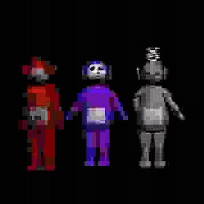 Group Of Cartoon Characters Dancing Pixel Art GIF