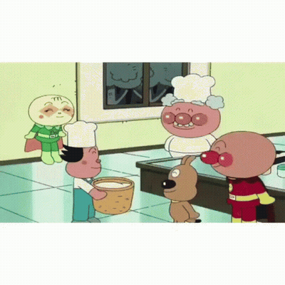 Group Of Cartoon Characters In Kitchen GIF