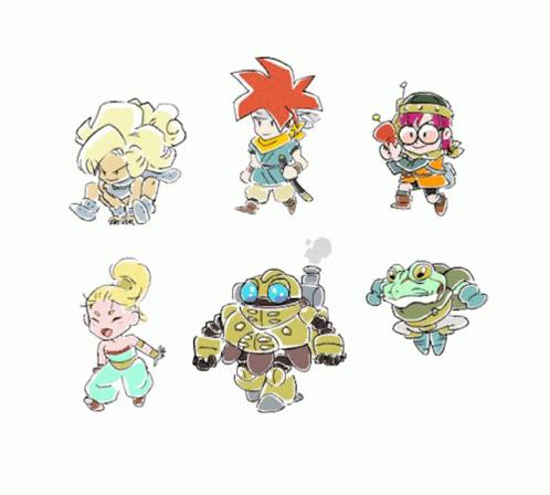 Group Of Cartoon Characters Including Robot And Frog GIF