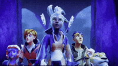 Group Of Cartoon Characters On Purple Background GIF