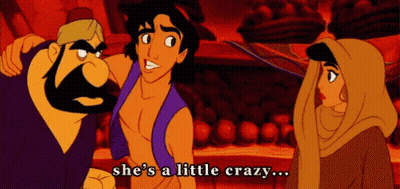 Group Of Cartoon Characters Saying She's A Little Crazy GIF