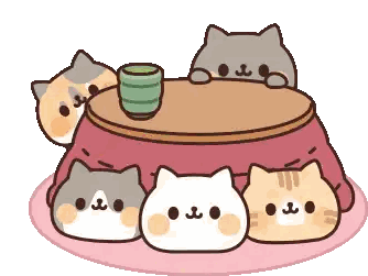 Group Of Cats Sitting Around Table Sticker