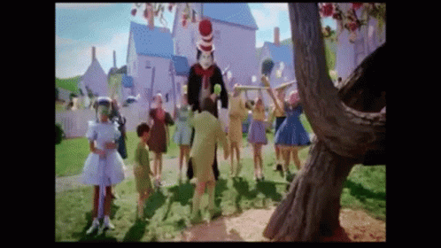 Group Of Children Dancing With Cat In The Hat GIF