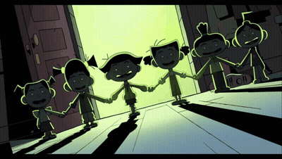 Group Of Children Holding Hands Cartoon GIF