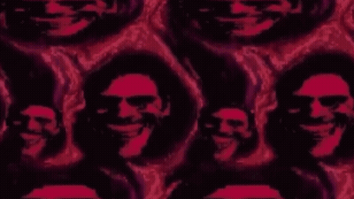 Group Of Faces In Red And Black Painting GIF