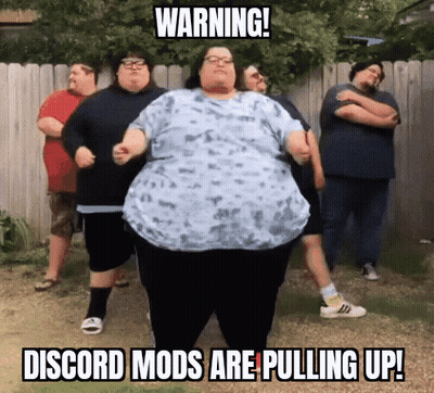 Group Of Fat People In Front Of Fence Warning Discord Mods GIF