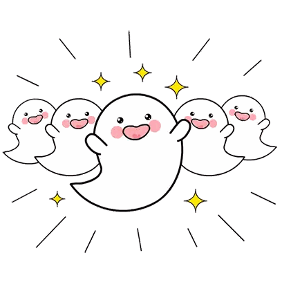 Group Of Ghosts Standing In A Row Sticker