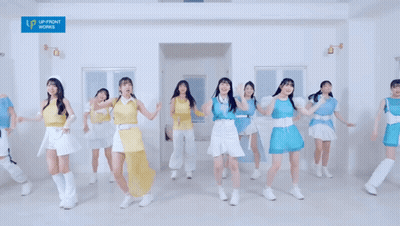 Group Of Girls Dancing With Up Front Works Sign GIF