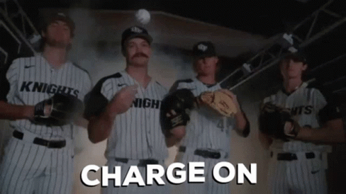 Group Of Knights Baseball Players Charge On GIF