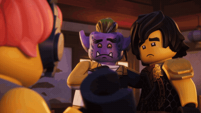 Group Of Lego Characters Including A Purple One GIF