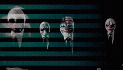 Group Of Masks Lined Up On Striped Background GIF